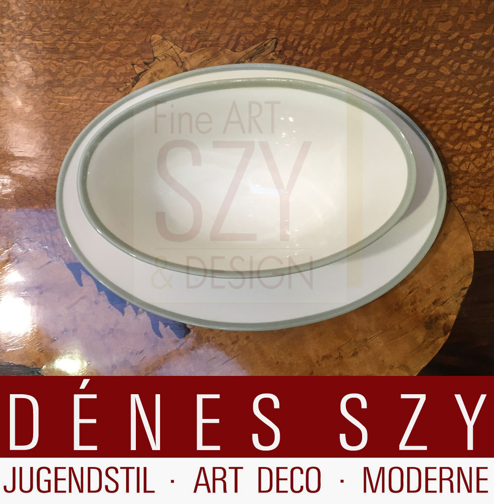 Salsiera ovale con piattino fisso, Motivo: Neuberlin, da abbinare a Urbino con bordo celadon, Design: Trude Petri 1931, Esecuzione: KPM Berlin 1938