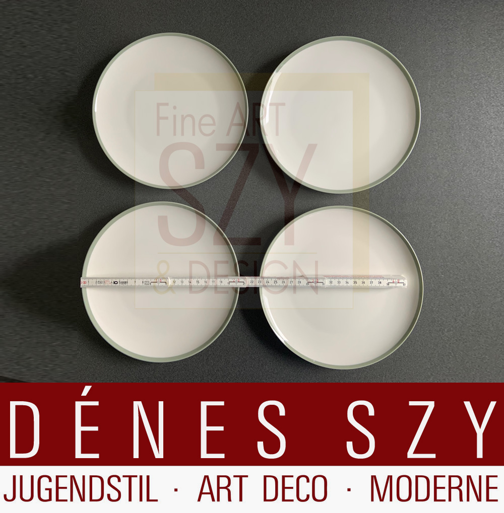 Piatto da dessert, Modello: Urbino con bordo celadon, Esecuzione: KPM Berlino 1950, Germania, epoca Bauhaus