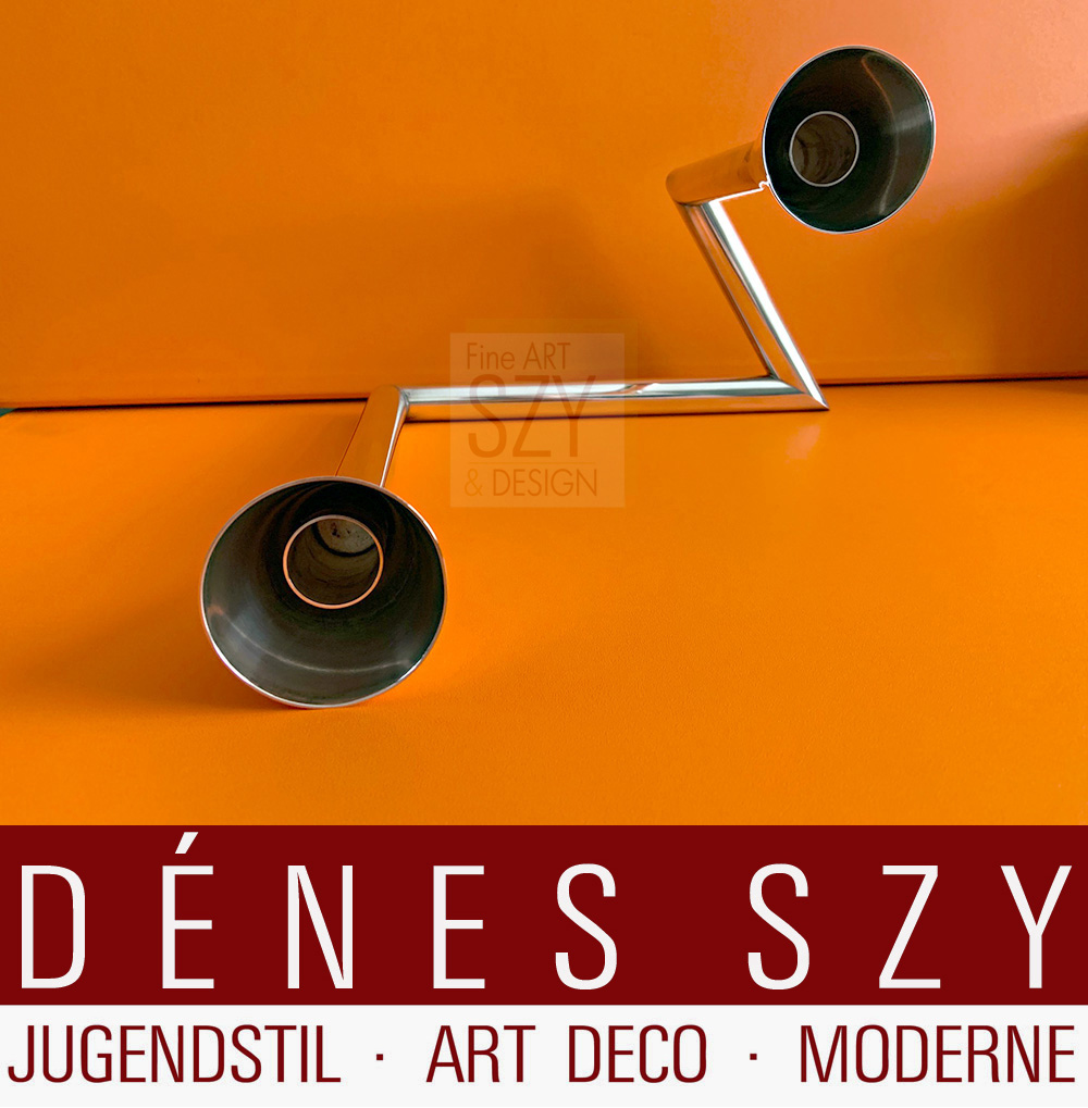 Table candleholder, candlestick, two-flame candelabra with torch-shaped spouts.