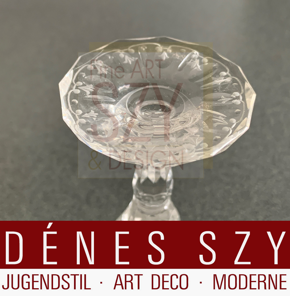 Lobmeyr bicchiere da liquore in vetro cristallo inciso 1910 Maria Theresia