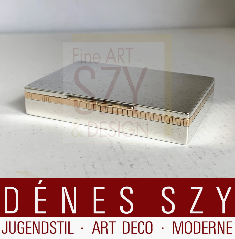 Scatola inglese di lusso in argento con oro, Esecuzione: Clark, 20 Old Bond Street, Londra 1902, Inghilterra, argento sterling 925, oro, Marchio del produttore AC per Alfred Clark