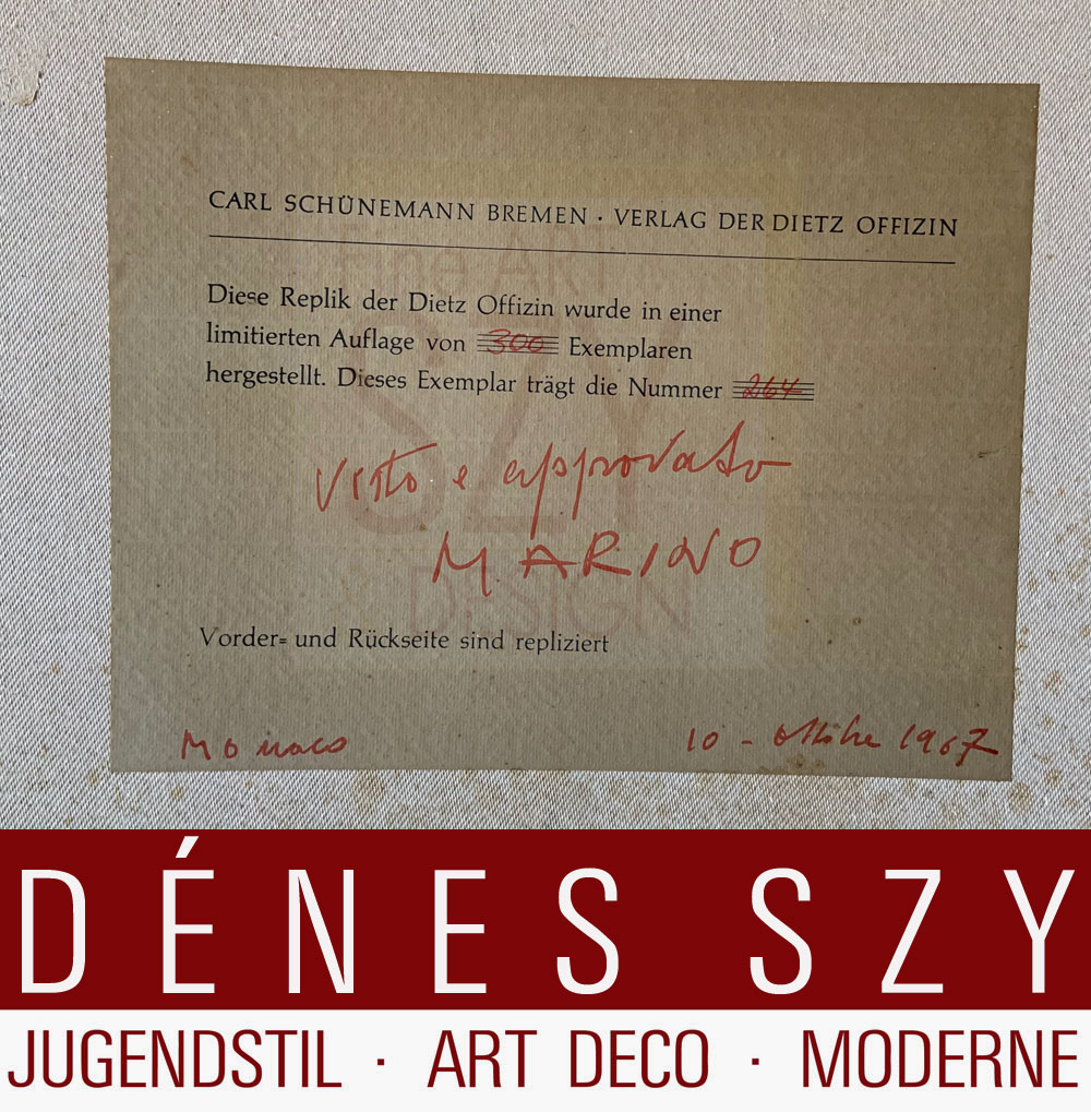 Marino Marini Pasqua 1954, Multiple, replica del Dietz Offizin, edizione di 300 copie, verso label Carl Schünemann Bremen, Verlag der Dietz Offizin, copy 264/300