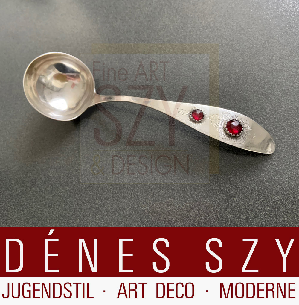 Rarissimo cucchiaio da portata Biedermeier, Argentiere: Gisbert Timm, Marne, regione Schleswig-Holstein di Dithmarschen, Germania, Argento 12 Loth, 1830-33