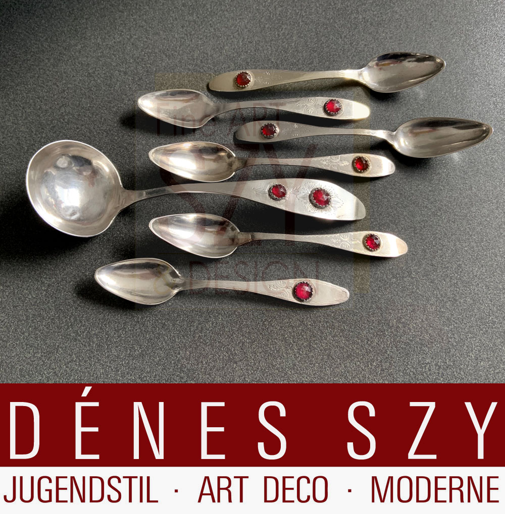 Biedermeier Tee Besteck Set, Meister: Gisbert Timm, Marne, Schleswig-Holstein, Silber 12 Loth, 1830-33