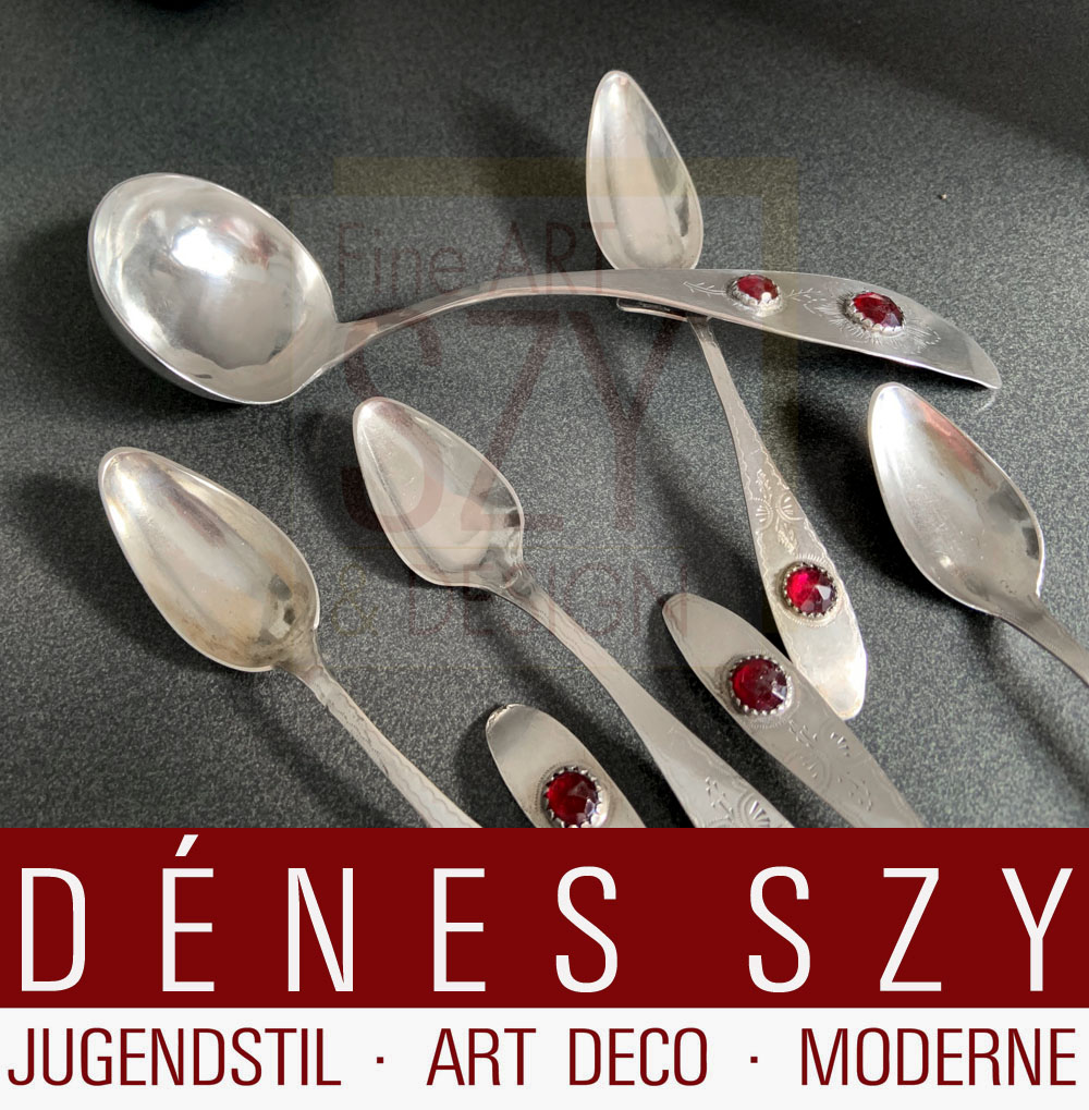 Biedermeier Tee Besteck Set, Meister: Gisbert Timm, Marne, Schleswig-Holstein, Silber 12 Loth, 1830-33