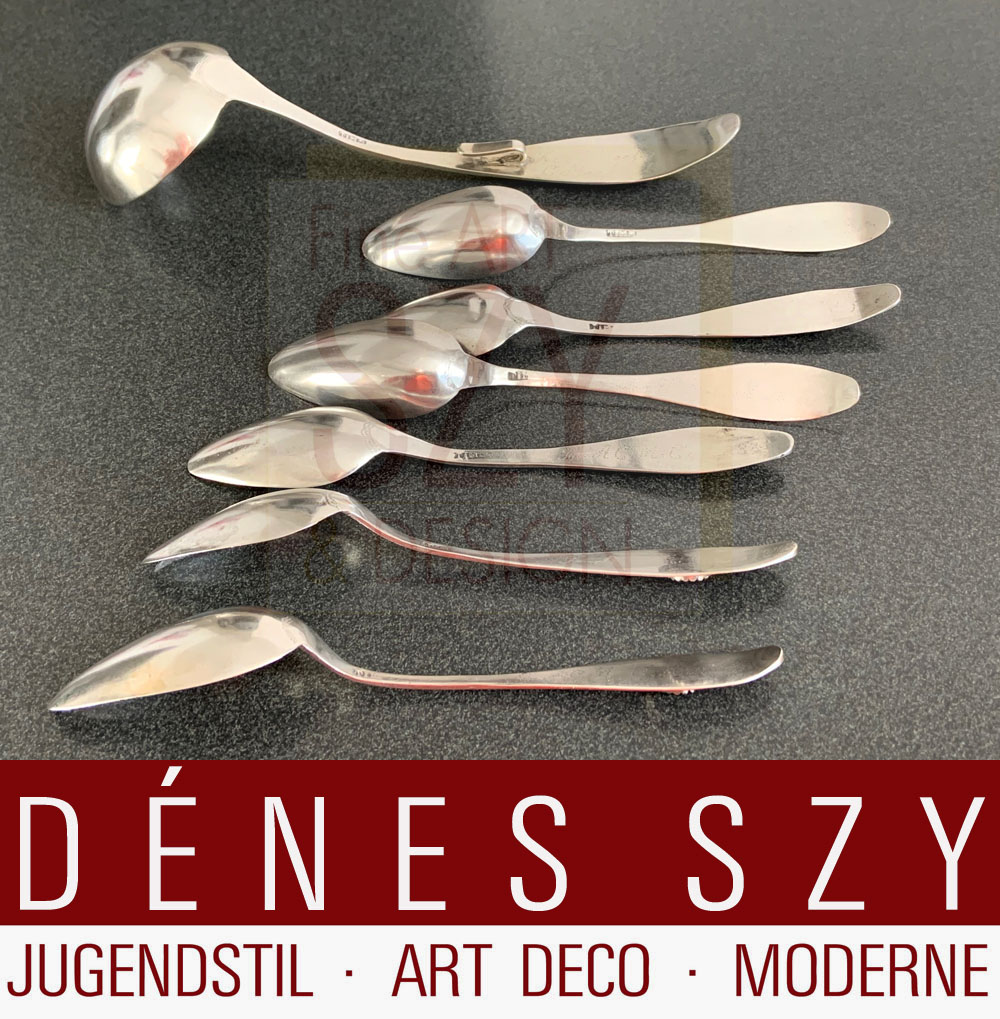 Biedermeier Tee Besteck Set, Meister: Gisbert Timm, Marne, Schleswig-Holstein, Silber 12 Loth, 1830-33