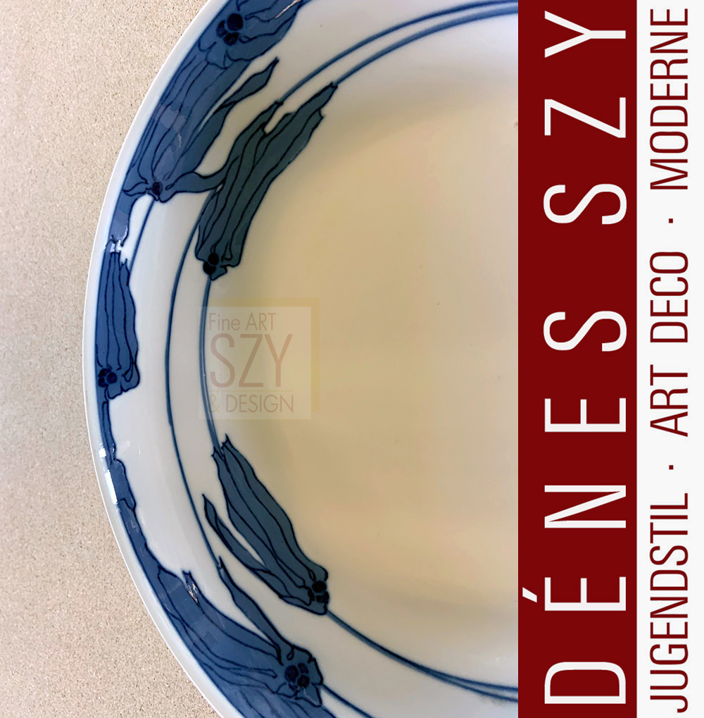 Seltenes Meissener Jugendstil Porzellan, runde große Gemüseschale, Muster Arnika, Design Rudolf Hentschel, Meissen Deutschland ca. 1910.