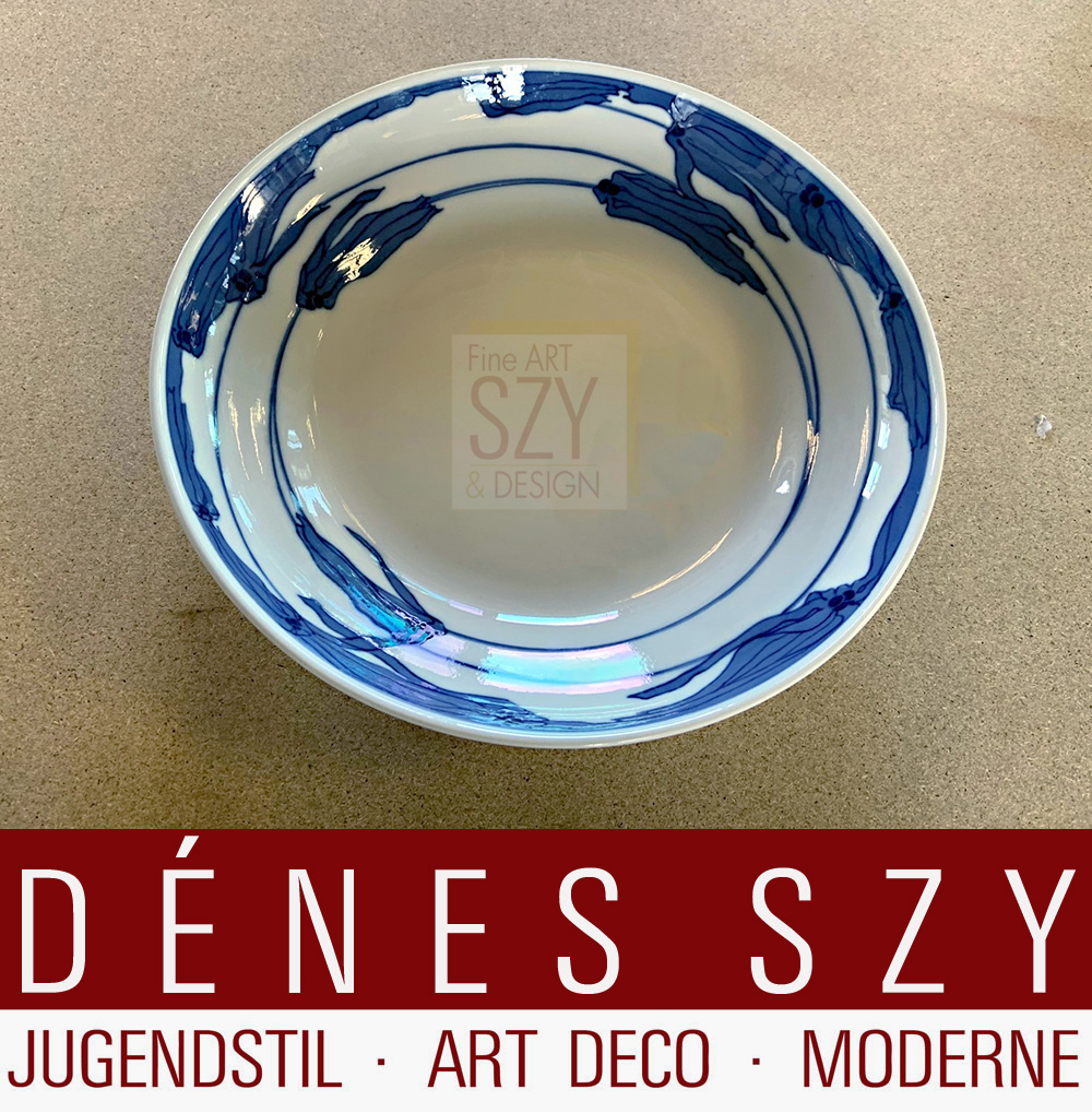 Seltenes Meissener Jugendstil Porzellan, runde große Gemüseschale, Muster Arnika, Design Rudolf Hentschel, Meissen Deutschland ca. 1910.