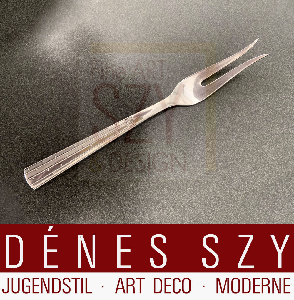 Forchetta arrosto, Mid-Century modern, Modello: Champagne, Design: Jens H. Quistgaard IHQ 1947, Execuzione: O.V. Mogensen, Danimarca ca. 1950, Argento sterling
