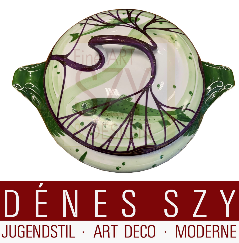 Art Nouveau Deckelterrine Hermann Gradl fish Service Nymphenburg