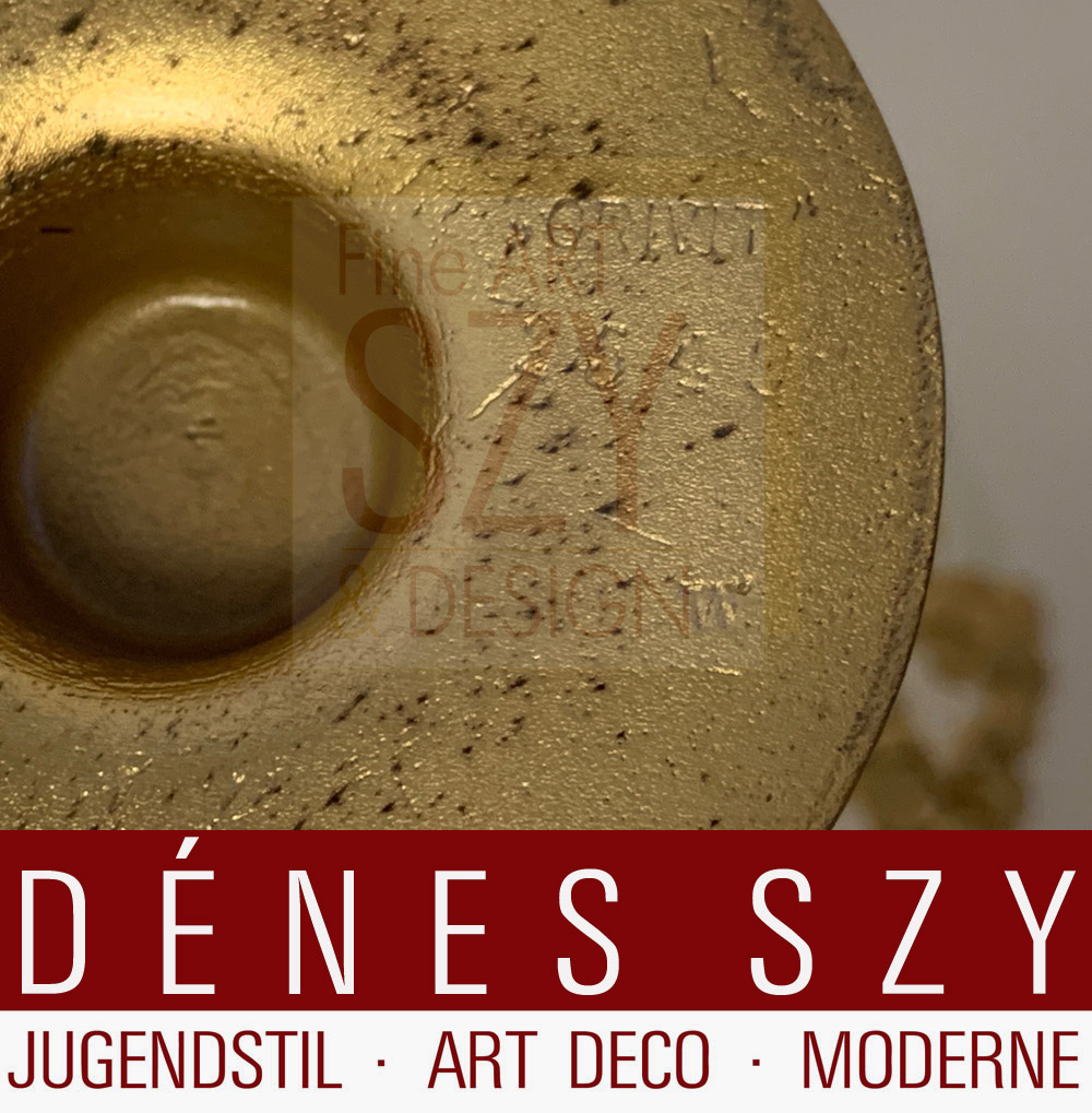 Coppa champagne, bicchiere di champagne, Orivit Art Nouveau peltro, metallo Orivit, colato, dorato, vetro a cammeo, Design ed esecuzione: ORIVIT AG, Colonia Ehrenfeld, Germania intorno al 1904