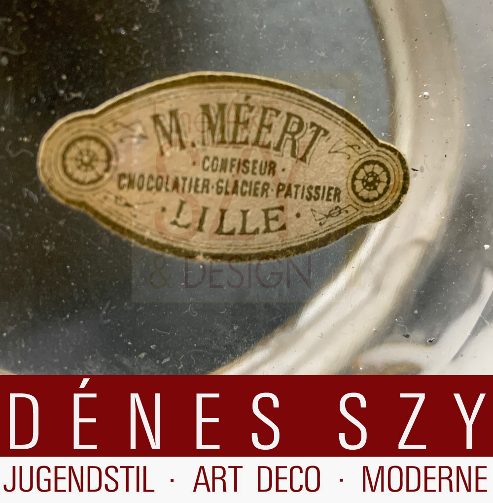 Bomboniera Art Nouveau #2531, con corpo in vetro di Legras & Cie., St. Denis, Francia, ORIVIT AG, Colonia Ehrenfeld, Germania ca. 1904