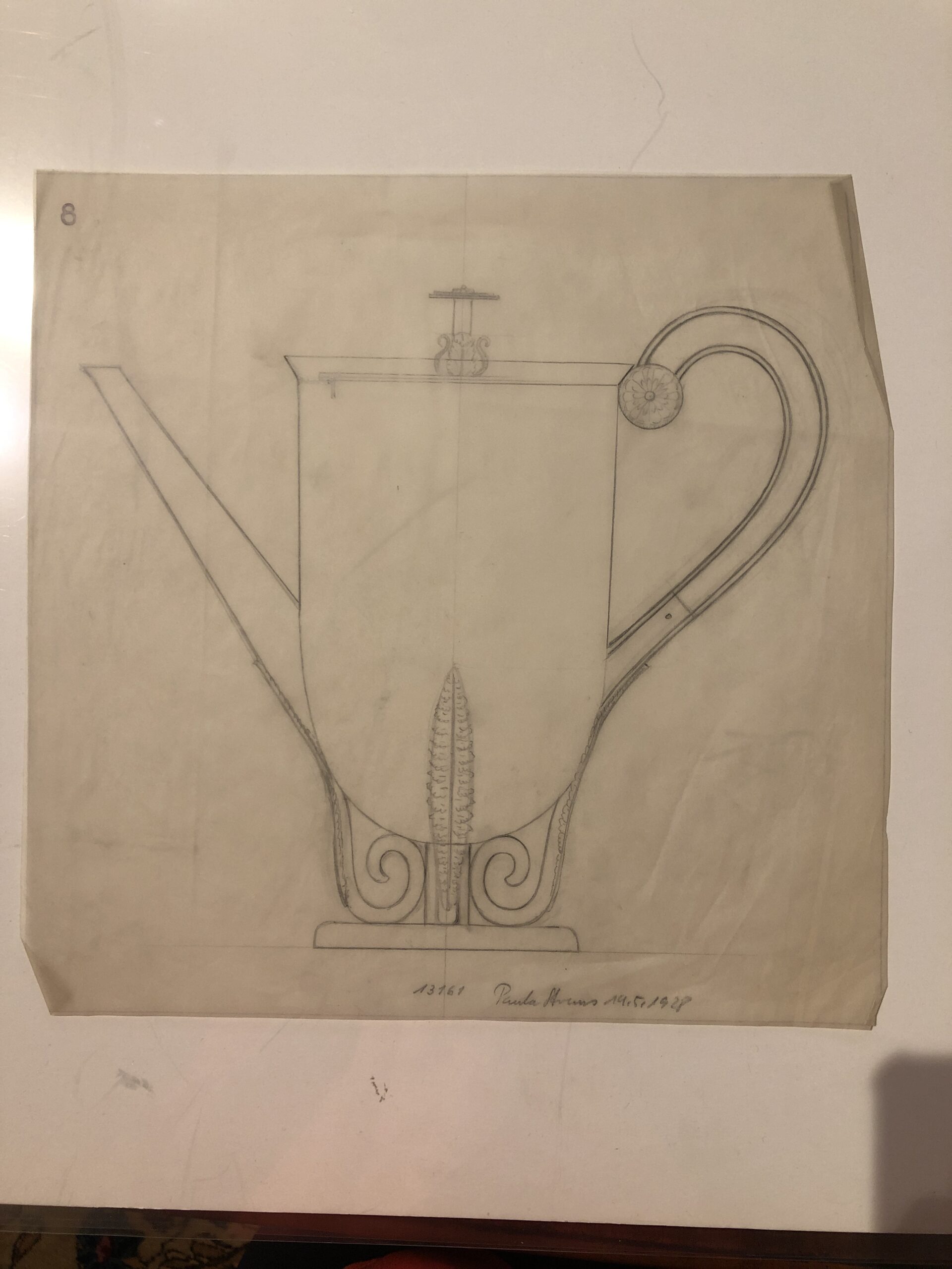 Zeichnung, Original Entwurf, Kaffeekanne, Paula Straus 1928