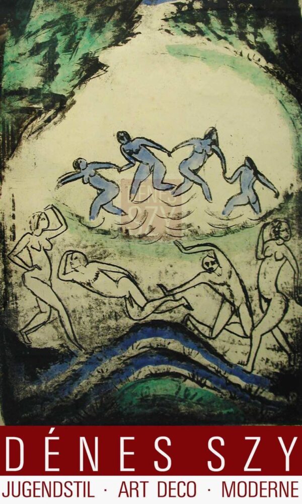 La Danza di Max PECHSTEIN Litografia originale colorata a mano