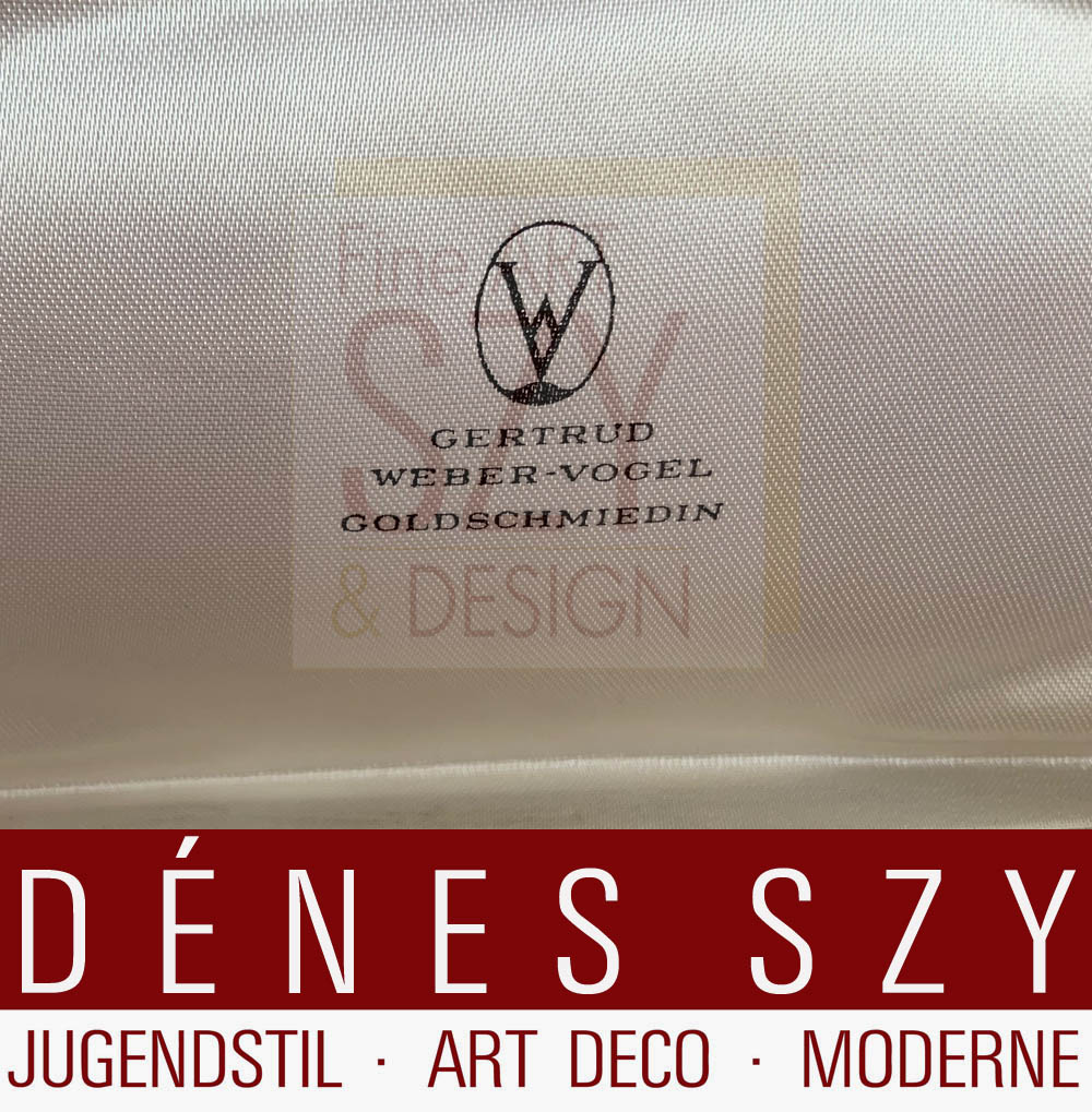 Collana di perle Akoya, oro giallo 18 ct. e opale, Mid-Century modern, in scatola originale, Design ed esecuzione: Gertrud Weber-Vogel, Germania anni '60