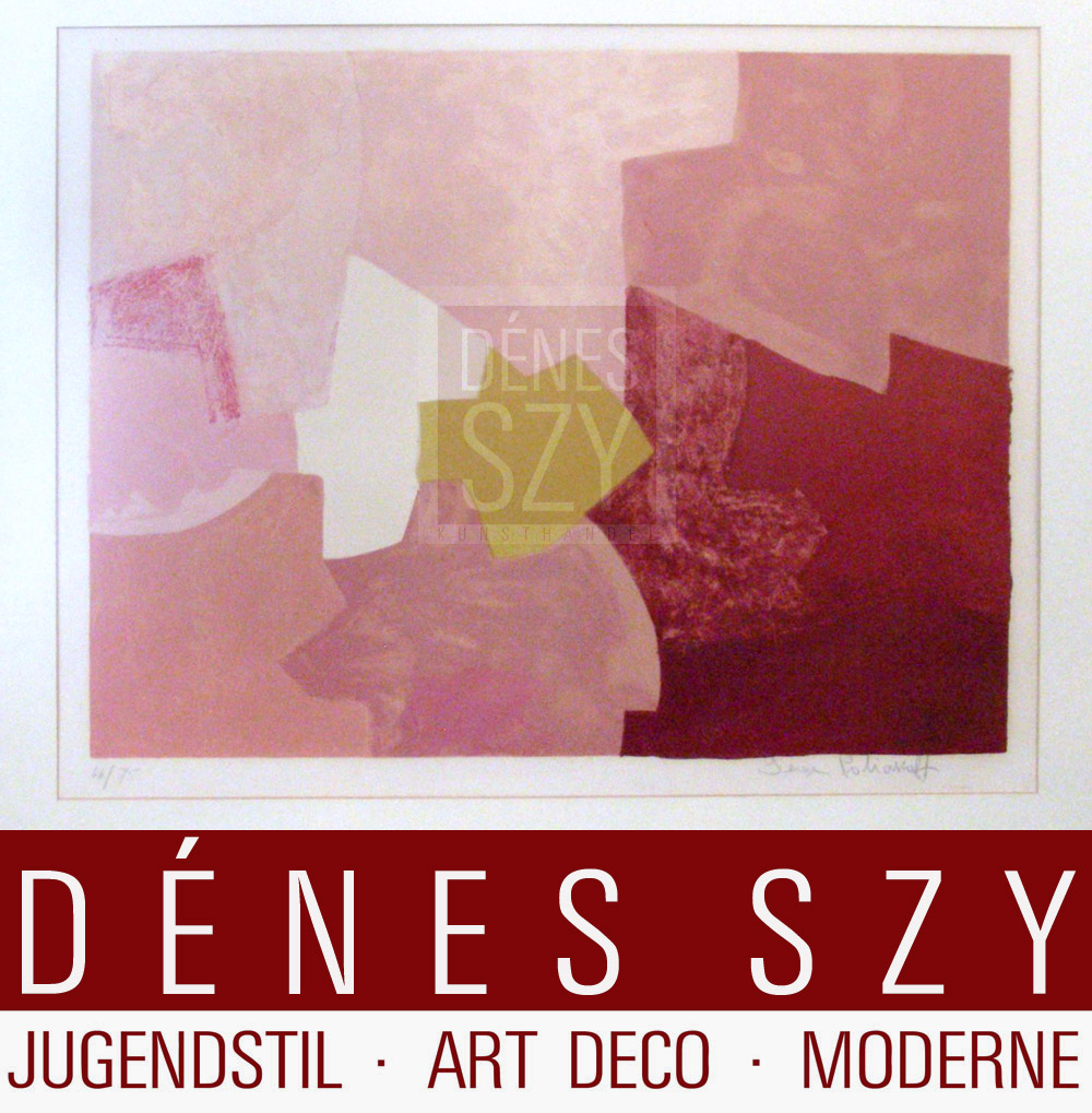 Serge Poliakoff Composition rose litografia a colori