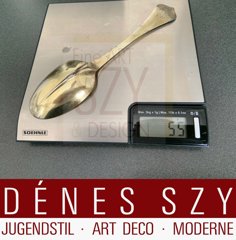 Cucchiaio barocco, Argento, dorato, Aarhus, Jylland / Jutland, Danimarca 1715, Sonnik Hansen Buxlund