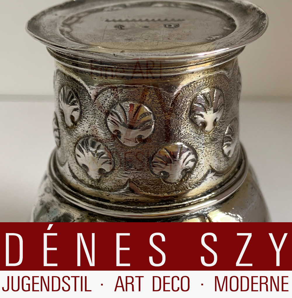 Bicchiere da vino d'argento di Augusta, con delicata doratura a fuoco originale, Marchio dell'arentiere: DF per Daniel Frey, Marchio della città: Augusta 1613-15, Germania