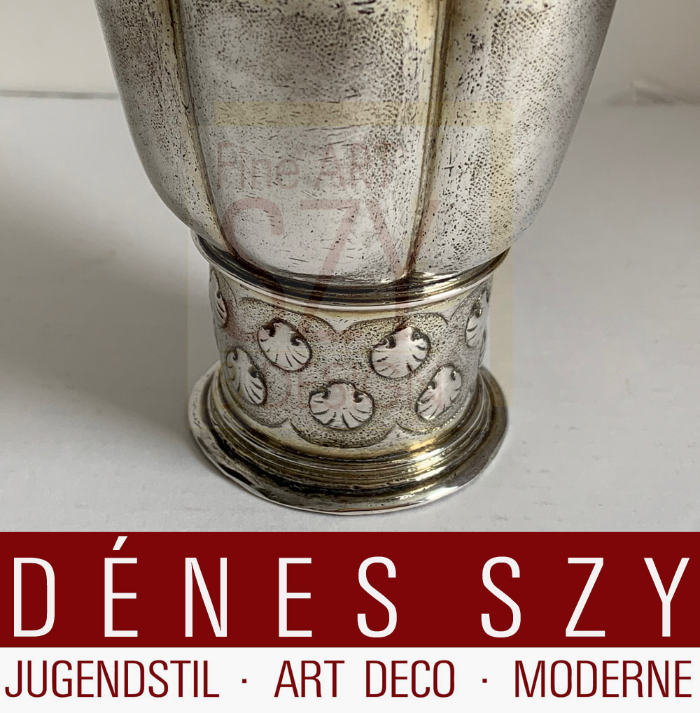 Bicchiere da vino d'argento di Augusta, con delicata doratura a fuoco originale, Marchio dell'arentiere: DF per Daniel Frey, Marchio della città: Augusta 1613-15, Germania