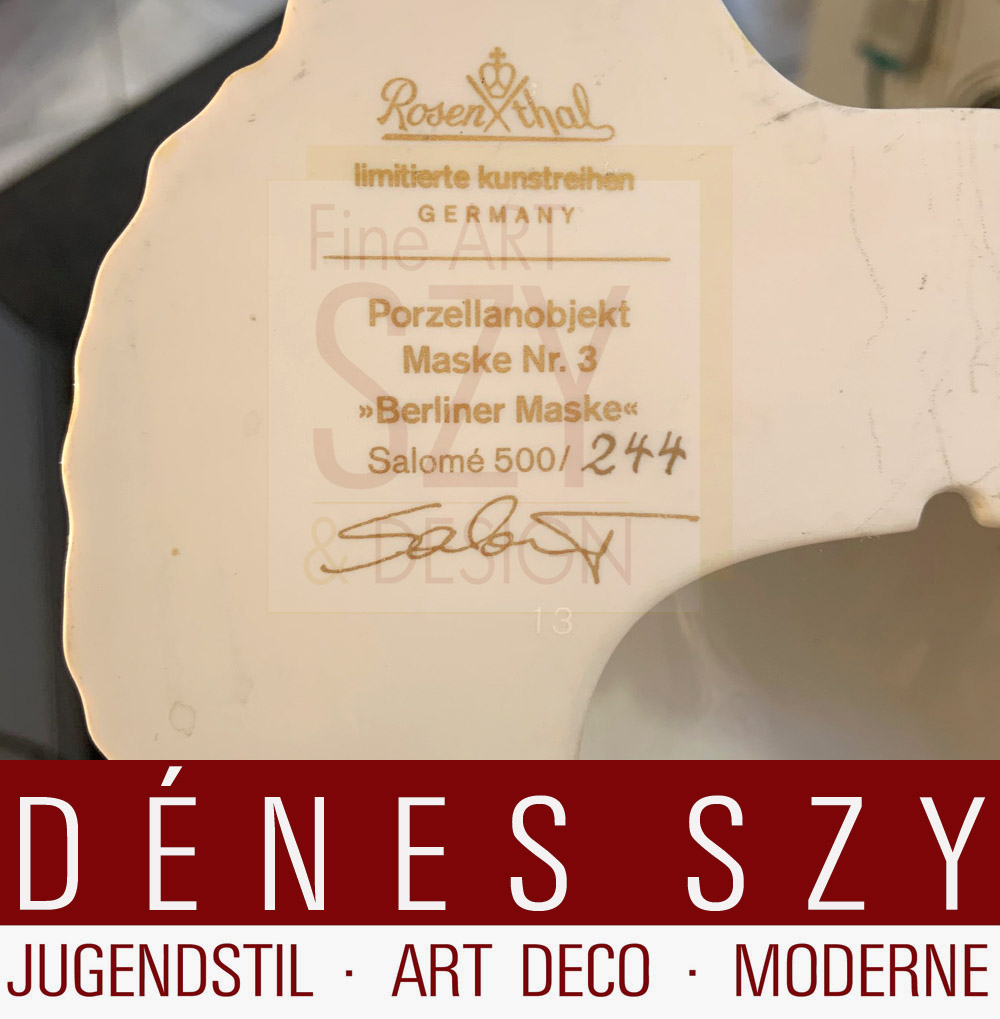 Salomé (Wolfgang Cihlarz), le masque de Berlin Chine Objeckt, Rosenthal 1989 – Image 4