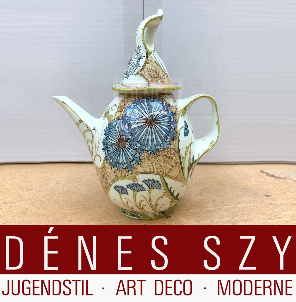Jugendstil Teekanne Eierschalenporzellan Rozenburg Schellink 1899