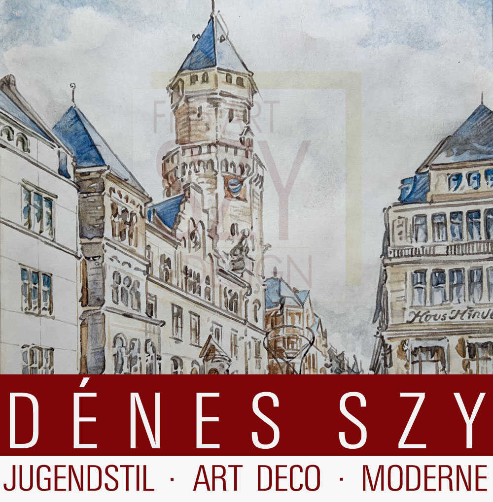 Rüdell, Carl (1855 Trier – 1939 Koeln), Historische Ansicht des Neumarkts Richtung Schildergasse in Köln mit Polizeipräsidium, Aquarell auf Papier. Signiert und datiert unten links CRüdell (1)922.