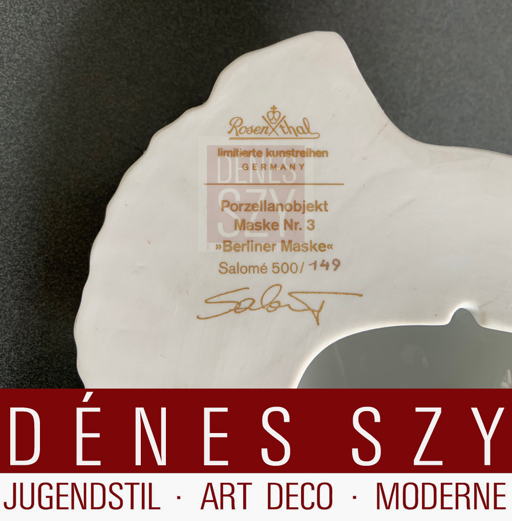 Salomé (Wolfgang Cihlarz), le masque de Berlin Chine Objeckt, Rosenthal 1989 – Image 9