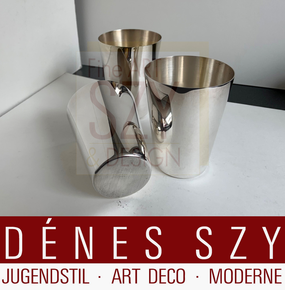 1 tazza d'argento elegante, tazza da battesimo, tazza da bere, tazza da vino, portapenne in argento, Esecuzione: Wilkens and Sons, Brema Germania, XX secolo, argento 800, Numero modello 80231