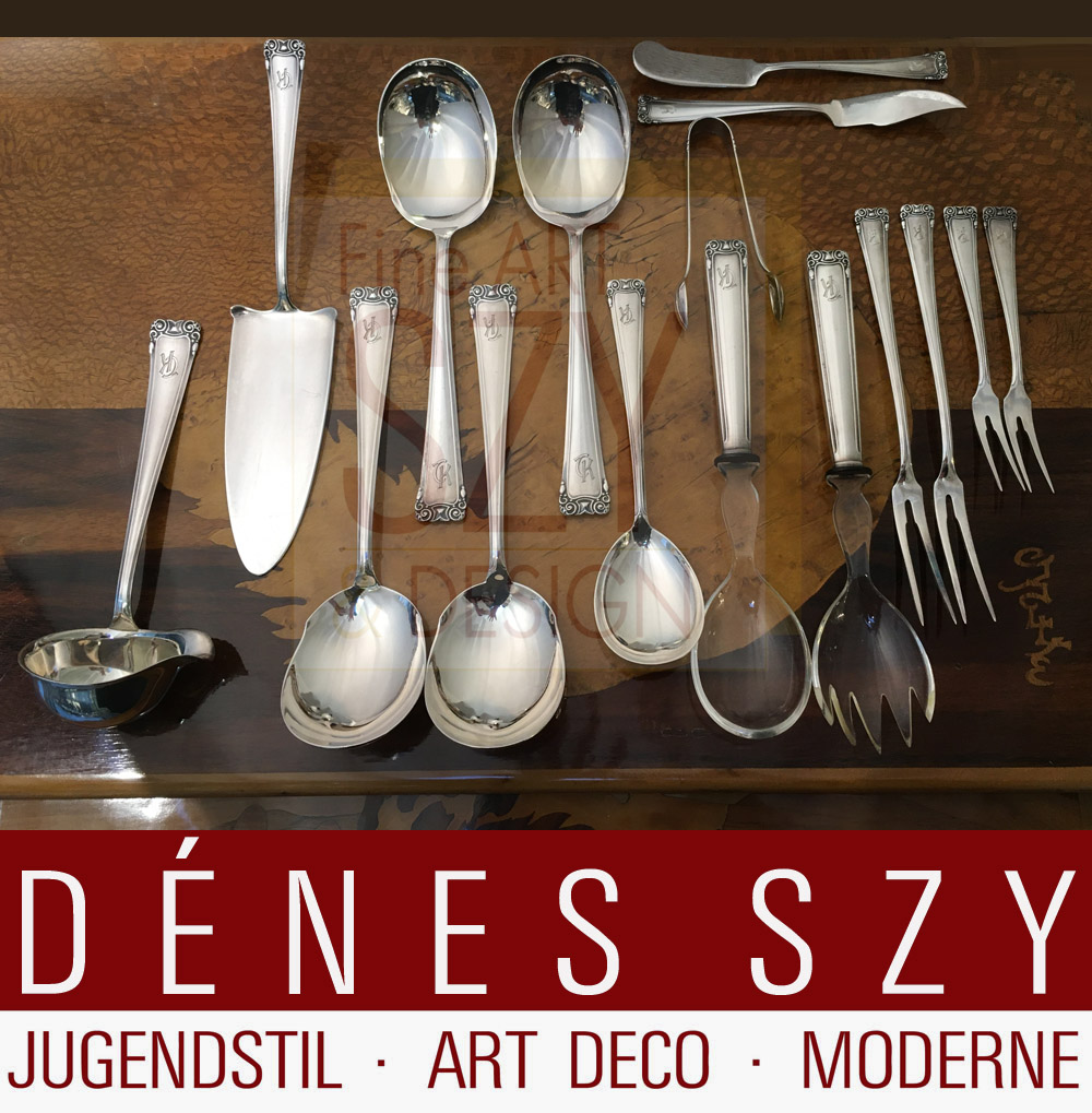 Servizio di posate in argento 800 Bruckmann 5401,Design: Karl Groß, Dresda intorno al 1915, Esecuzione: Peter Bruckmann & figli, Heilbronn Germania intorno al 1950, argento 800