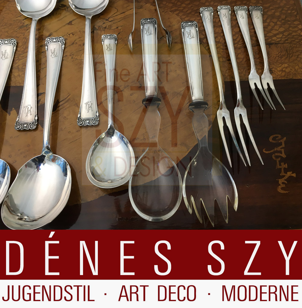 Servizio di posate in argento 800 Bruckmann 5401,Design: Karl Groß, Dresda intorno al 1915, Esecuzione: Peter Bruckmann & figli, Heilbronn Germania intorno al 1950, argento 800