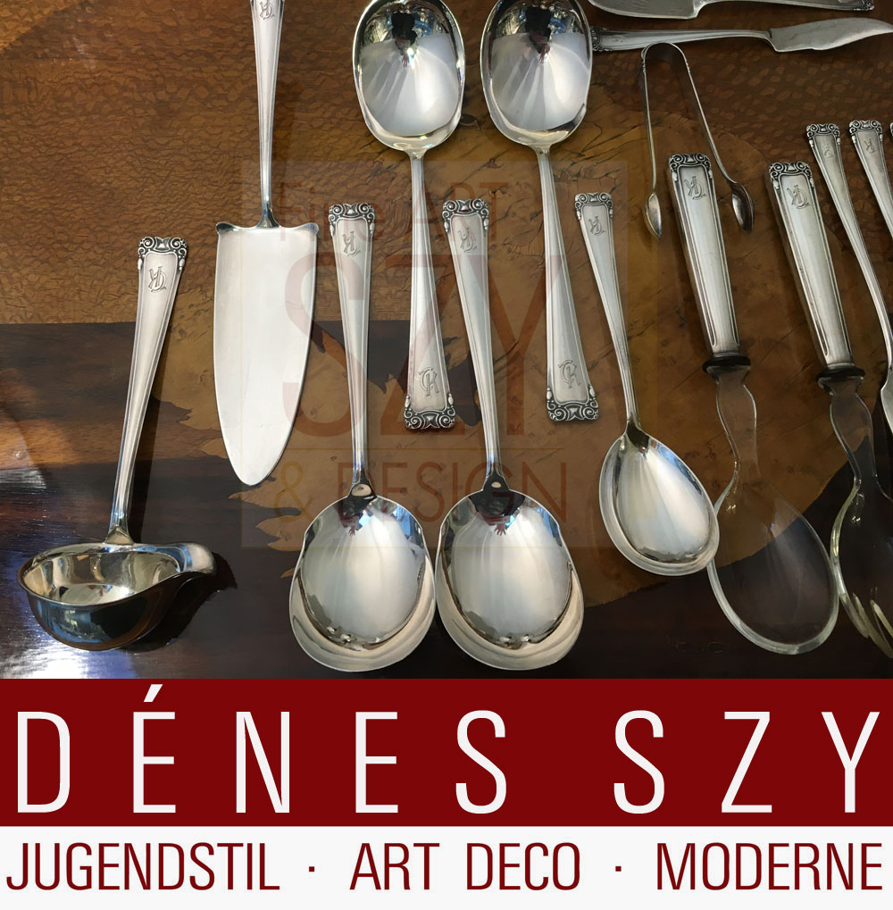 Servizio di posate in argento 800 Bruckmann 5401,Design: Karl Groß, Dresda intorno al 1915, Esecuzione: Peter Bruckmann & figli, Heilbronn Germania intorno al 1950, argento 800