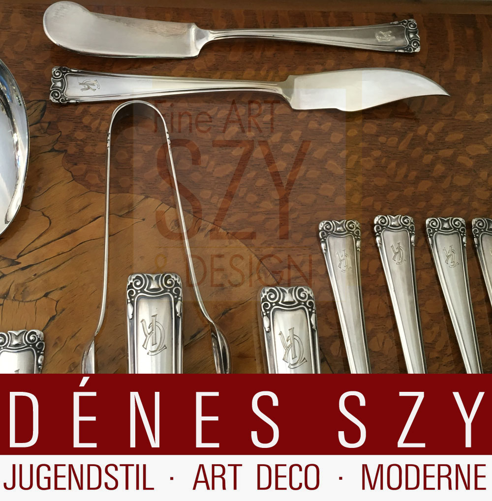 Servizio di posate in argento 800 Bruckmann 5401,Design: Karl Groß, Dresda intorno al 1915, Esecuzione: Peter Bruckmann & figli, Heilbronn Germania intorno al 1950, argento 800