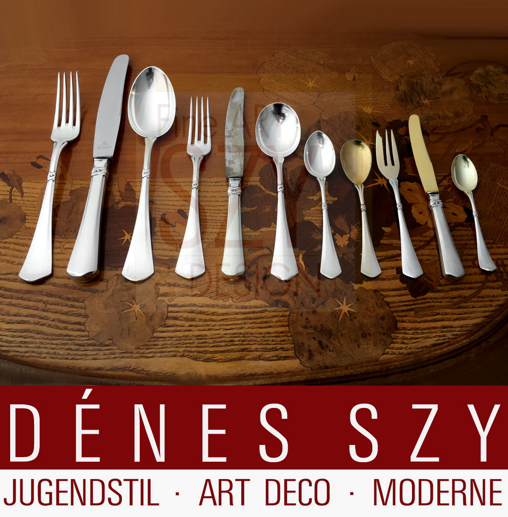 posate in argento modello 2800, Legamento crociato con giglio, Design: design di fabbrica prima del 1900, Esecuzione: Fabbriche di articoli in argento United Duesseldorf VSF, Germania, Argento 800