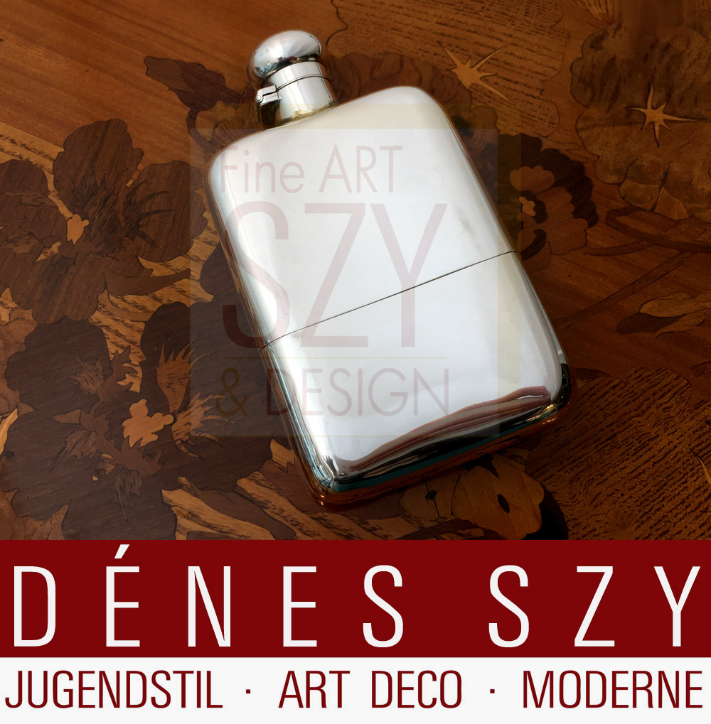 Fiaschetta da liquore, bottiglia tascabile, Design ed esecuzione: Colen Hewer Cheshire, Birmingham Inghilterra 1898, argento 925