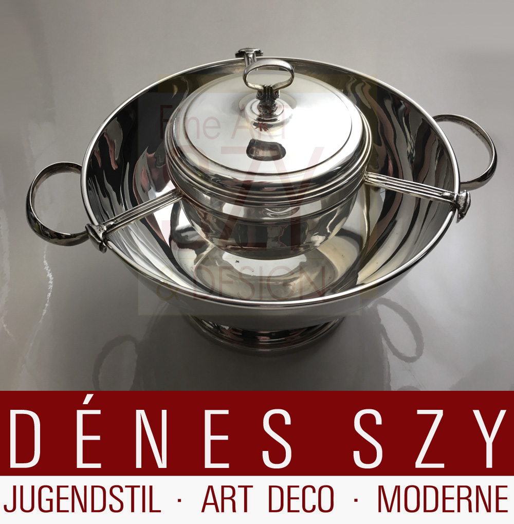 Ciotola di caviale, Argento 925 con inserto in vetro, Design ed esecuzione: Italia, XX secolo