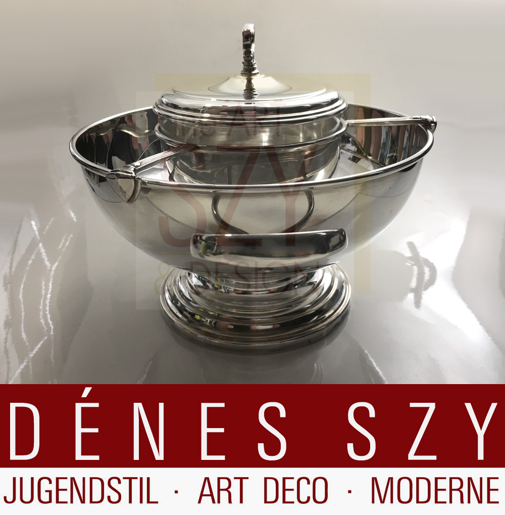 Ciotola di caviale, Argento 925 con inserto in vetro, Design ed esecuzione: Italia, XX secolo