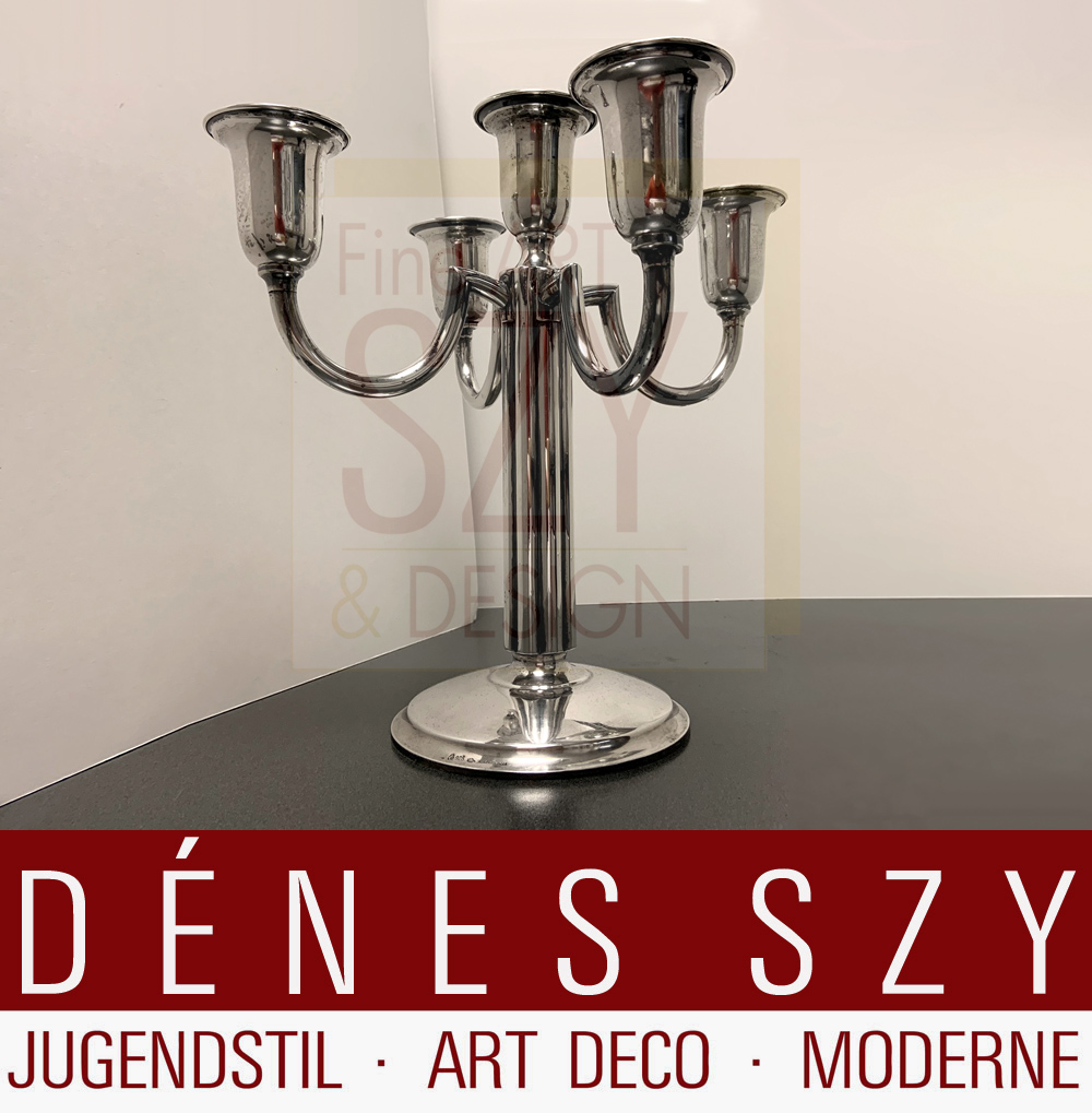 Candelabro da tavolo a cinque bracci in argento Art Déco, Esecuzione: Gebrüder Friedländer, Berlino / Germania 1910-20 circa, argento 925