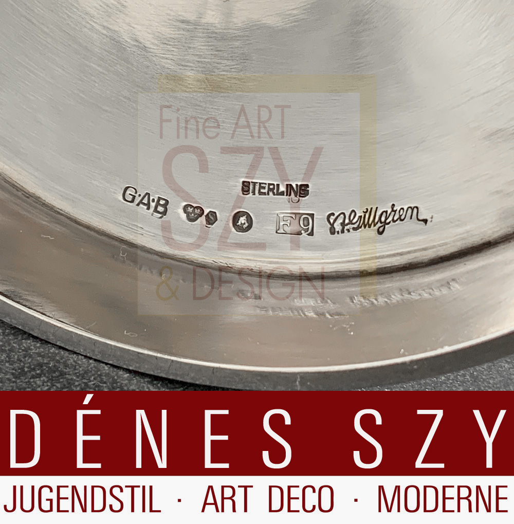 Paio di candelieri moderni svedesi Mid-Century in argento GAB