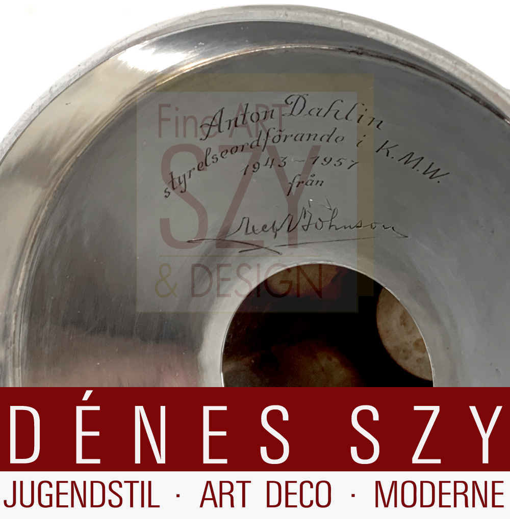 Paio di candelieri moderni svedesi Mid-Century in argento GAB