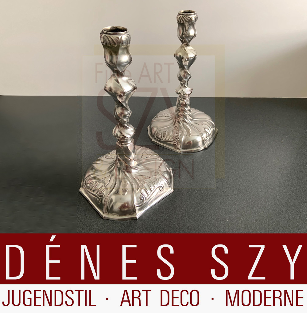 Paio di candelieri in argento barocco - rococò, Gottinga Germania, Bassa Sassonia intorno al 1770-1780, Heinrich Otto Christian Knauer, Argento 750/1000