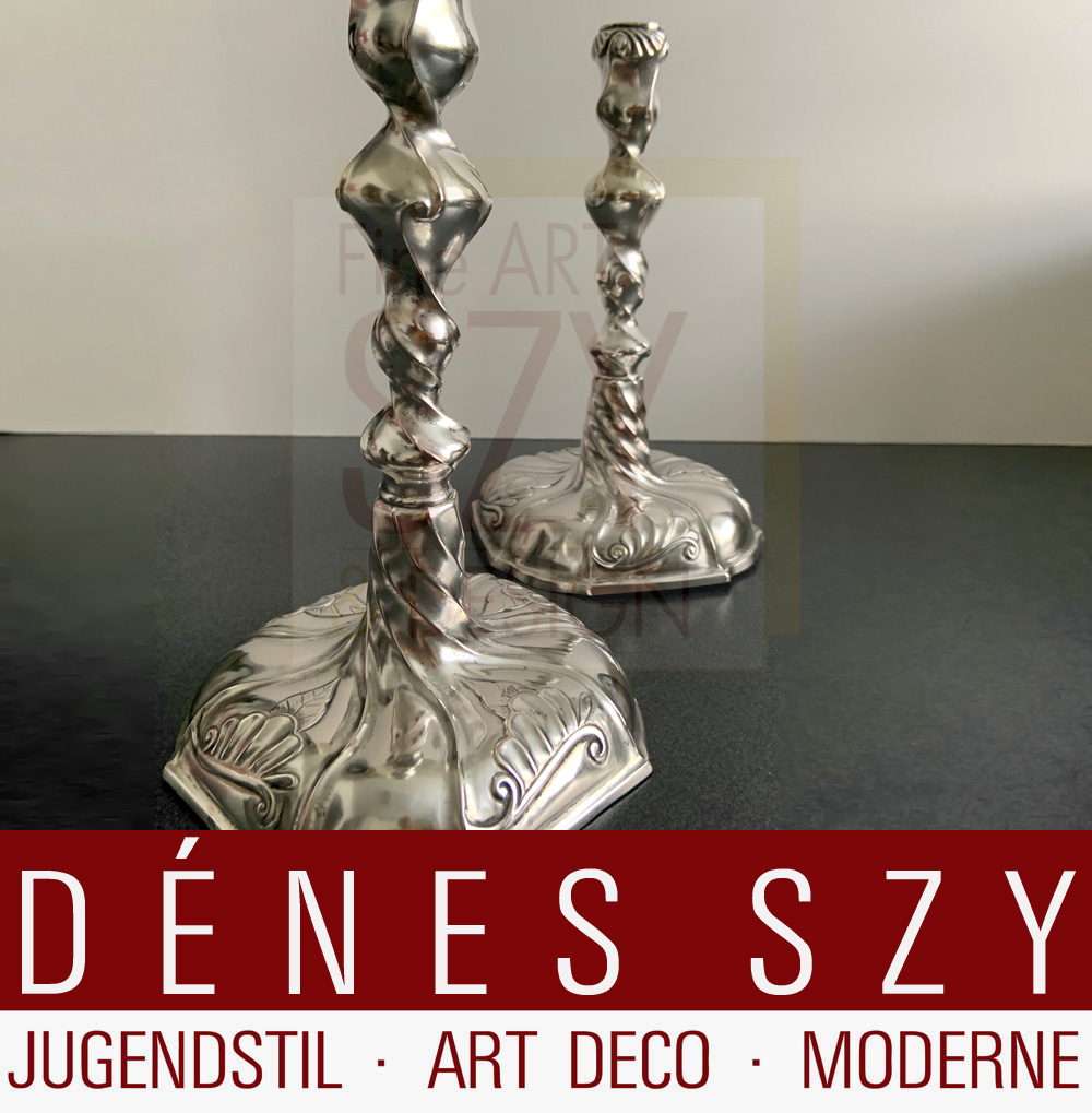 Paio di candelieri in argento barocco - rococò, Gottinga Germania, Bassa Sassonia intorno al 1770-1780, Heinrich Otto Christian Knauer, Argento 750/1000