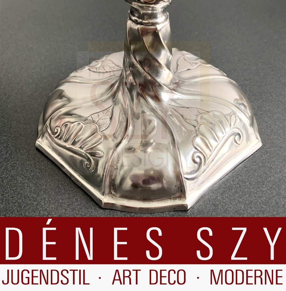 Paio di candelieri in argento barocco - rococò, Gottinga Germania, Bassa Sassonia intorno al 1770-1780, Heinrich Otto Christian Knauer, Argento 750/1000