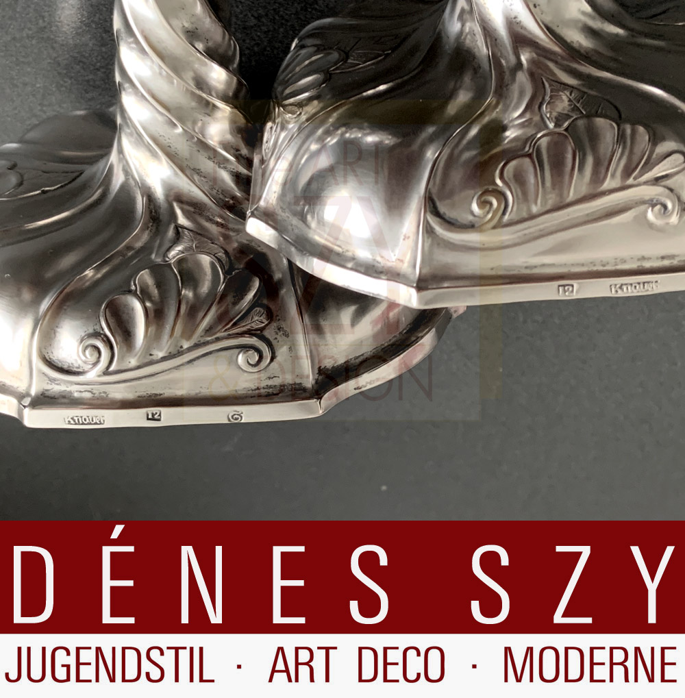 Paio di candelieri in argento barocco - rococò, Gottinga Germania, Bassa Sassonia intorno al 1770-1780, Heinrich Otto Christian Knauer, Argento 750/1000