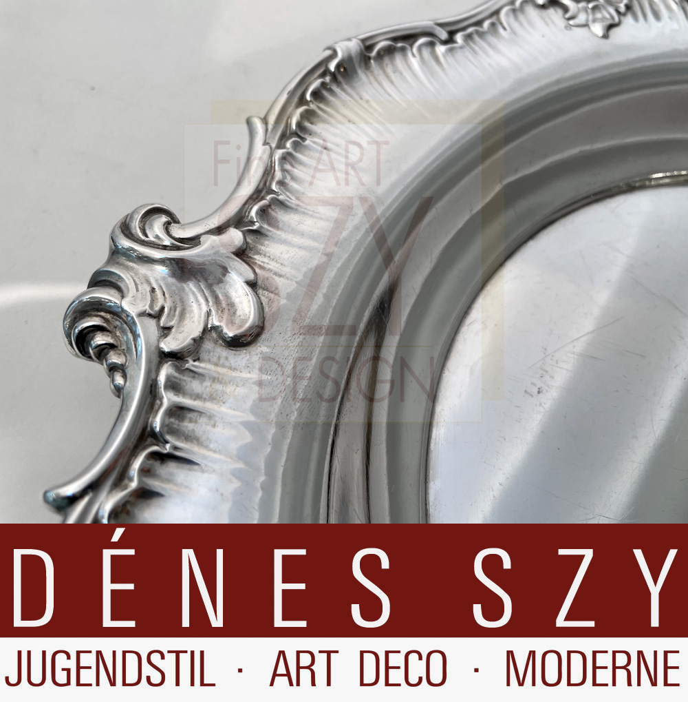 Piatto fondo tondo in argento da un servizio di corte, con decorazione a conchiglia in foglia neobarocca, Esecuzione: Sy e Wagner, Berlino 1870 circa, Germania