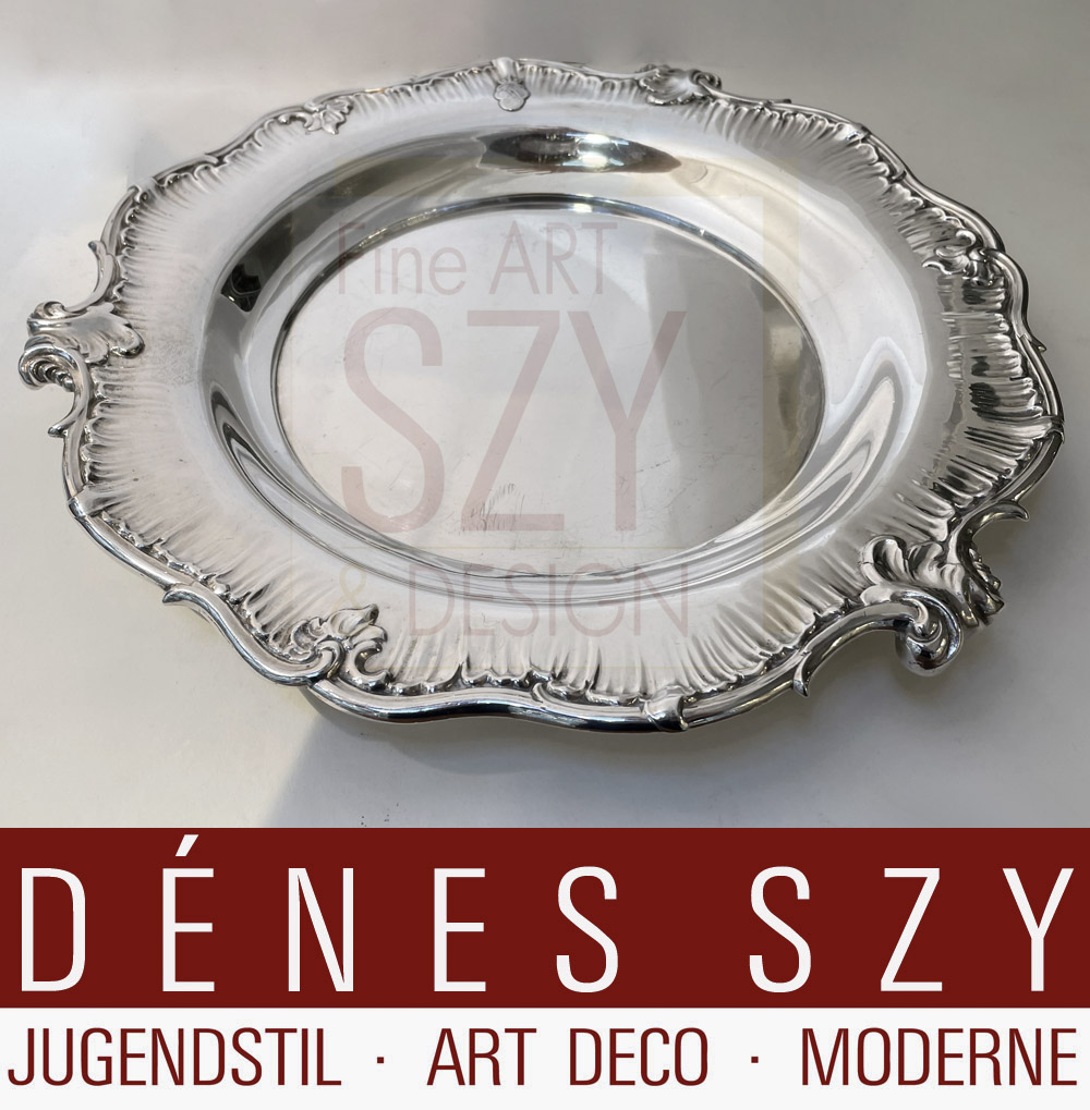 Runde tiefe Silber Platte aus einem höfischen Service, Ausführung: Sy und Wagner, Berlin um 1870, Deutschland, Meisterzeichen: Sy und Wagner ehemals Georg Hossauer Silberwarenfabrik (bis 1859), Berlin um 1870, Silber 900