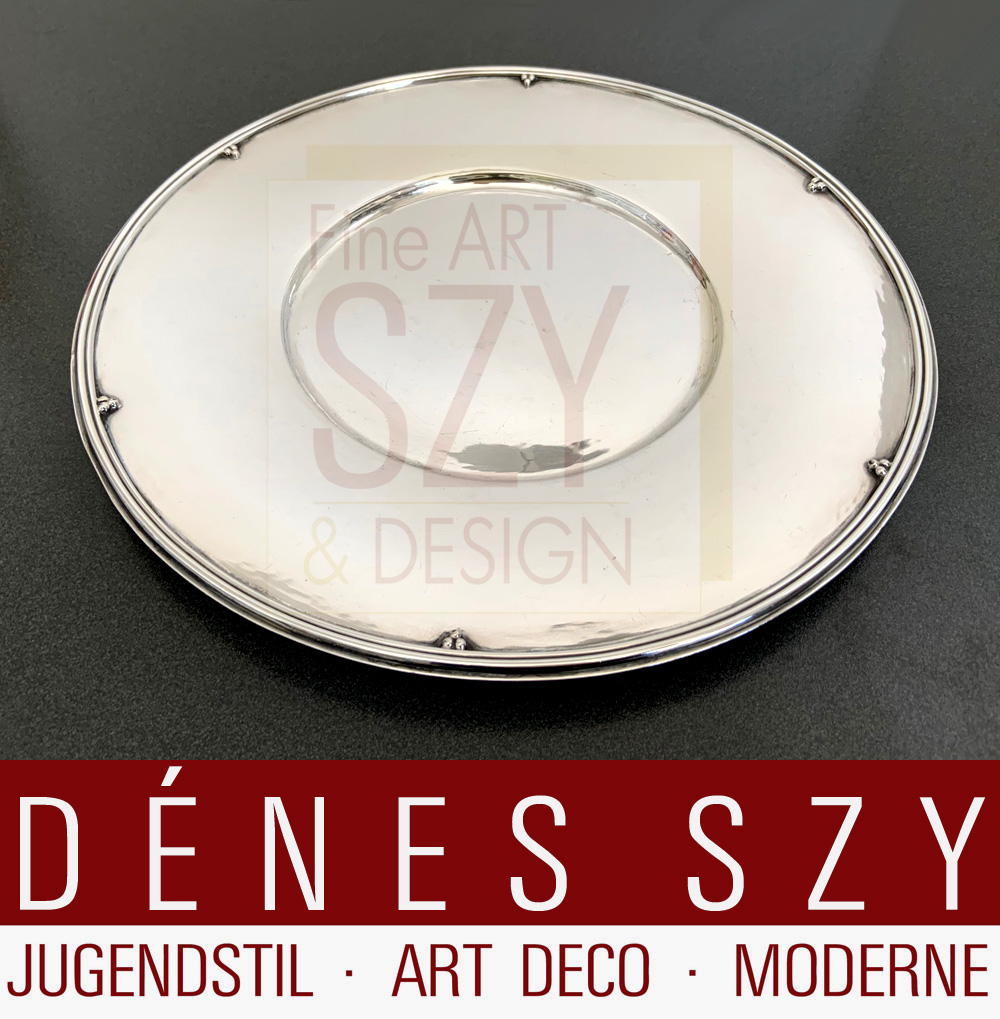 Ciotola Art Déco, ciotola da portata, piatto di presentazione, Design ed esecuzione: Johannes Ruhland, Dresda ?, argento sterling 925, Handarbeit