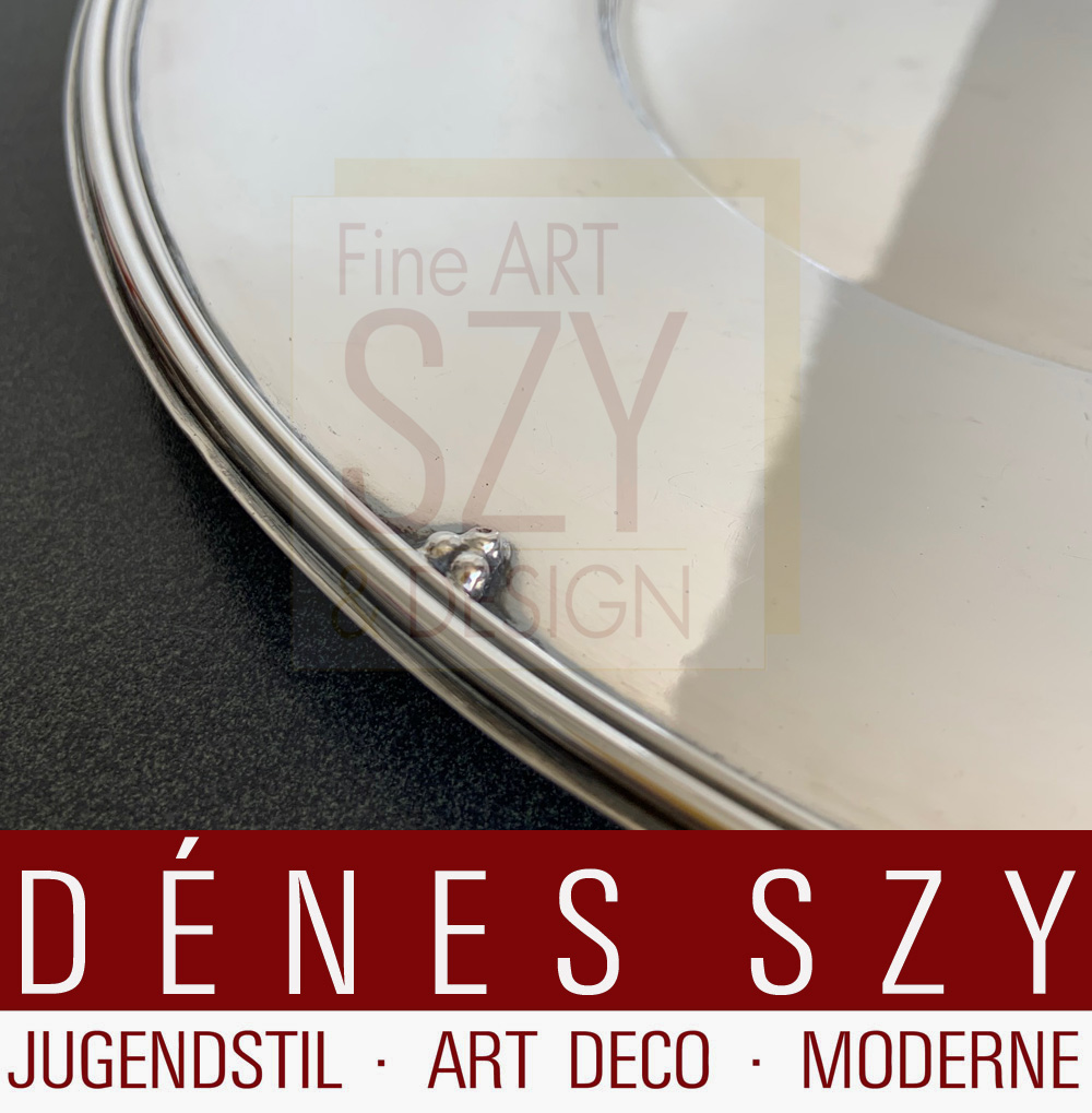 Ciotola Art Déco, ciotola da portata, piatto di presentazione, Design ed esecuzione: Johannes Ruhland, Dresda ?, argento sterling 925, Handarbeit