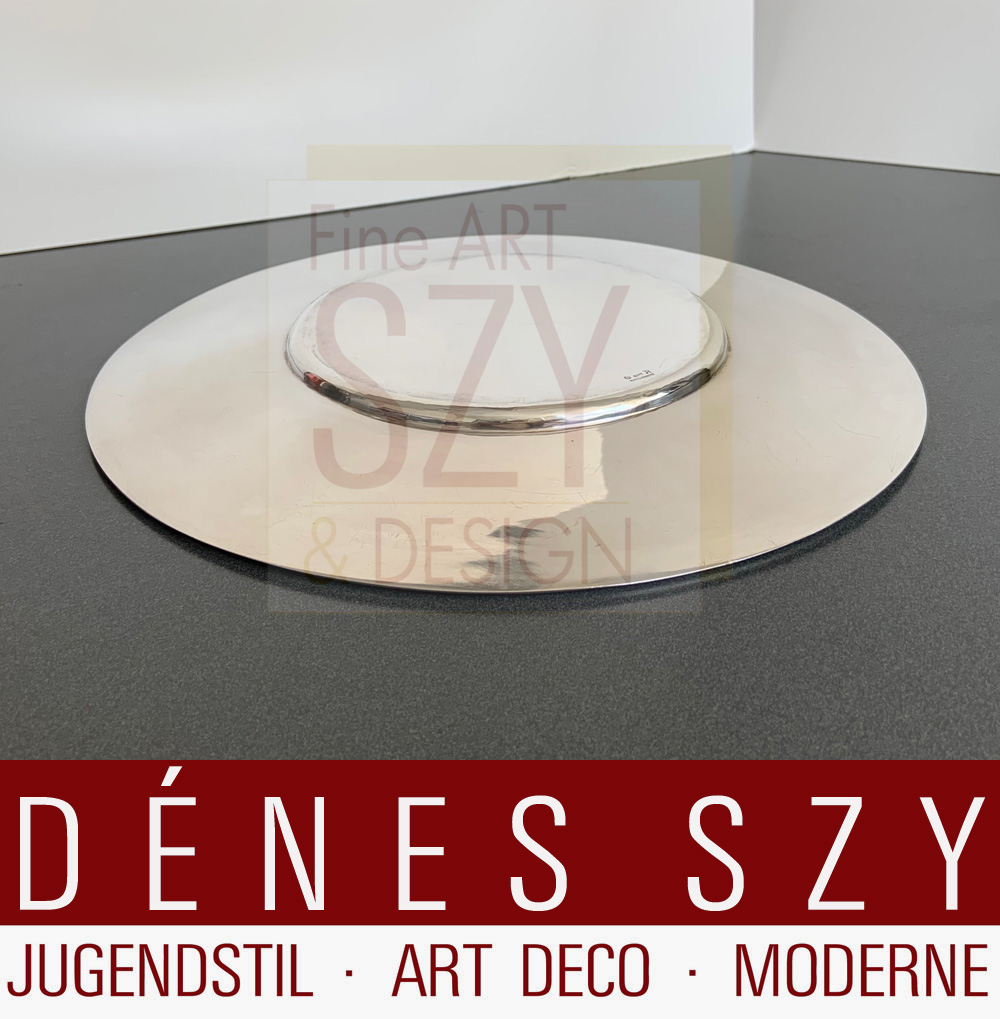 Ciotola Art Déco, ciotola da portata, piatto di presentazione, Design ed esecuzione: Johannes Ruhland, Dresda ?, argento sterling 925, Handarbeit