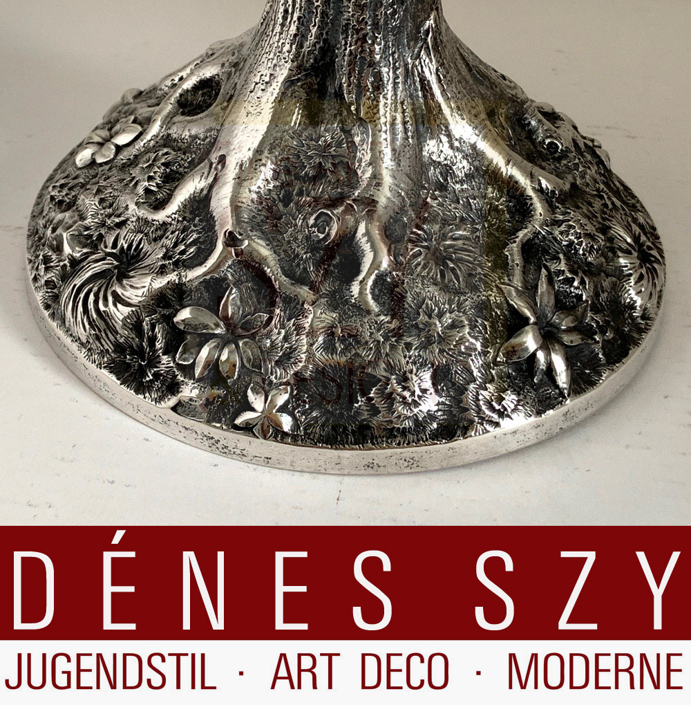 Coppa da caccia Art Nouveau, Esecuzione: Wilkens, Brema Germania intorno al 1900-05, argento 800, venditore Krischer, Düsseldorf, con numero di modello Wilkens 158336
