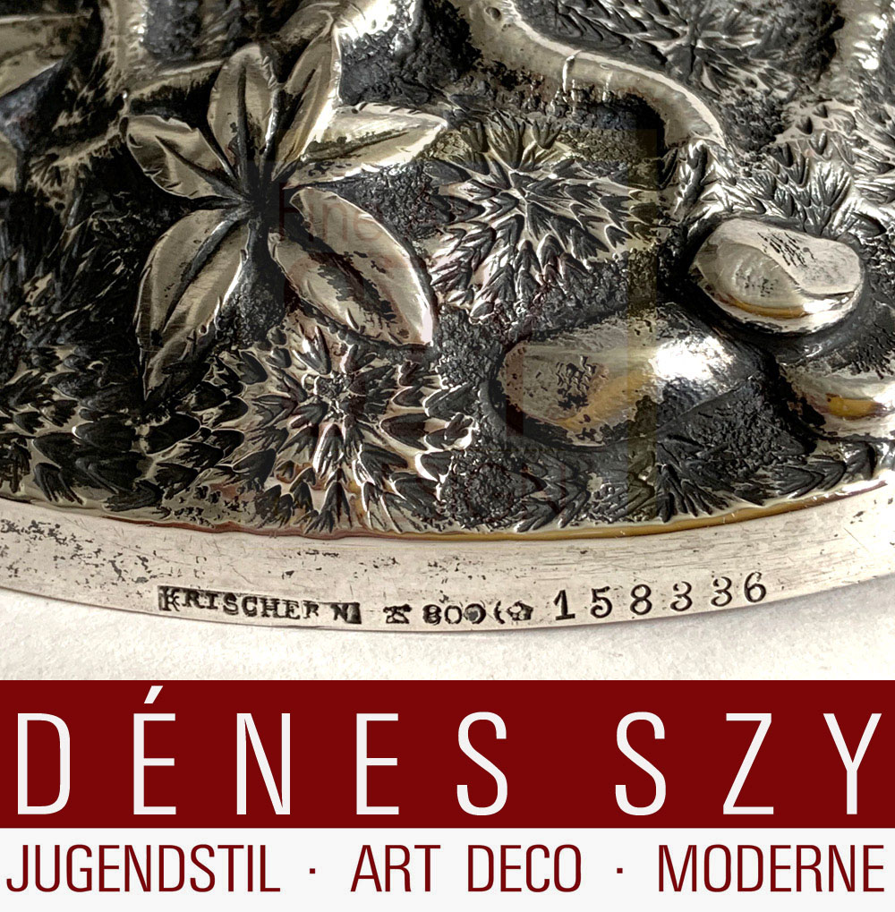 Coppa da caccia Art Nouveau, Esecuzione: Wilkens, Brema Germania intorno al 1900-05, argento 800, venditore Krischer, Düsseldorf, con numero di modello Wilkens 158336